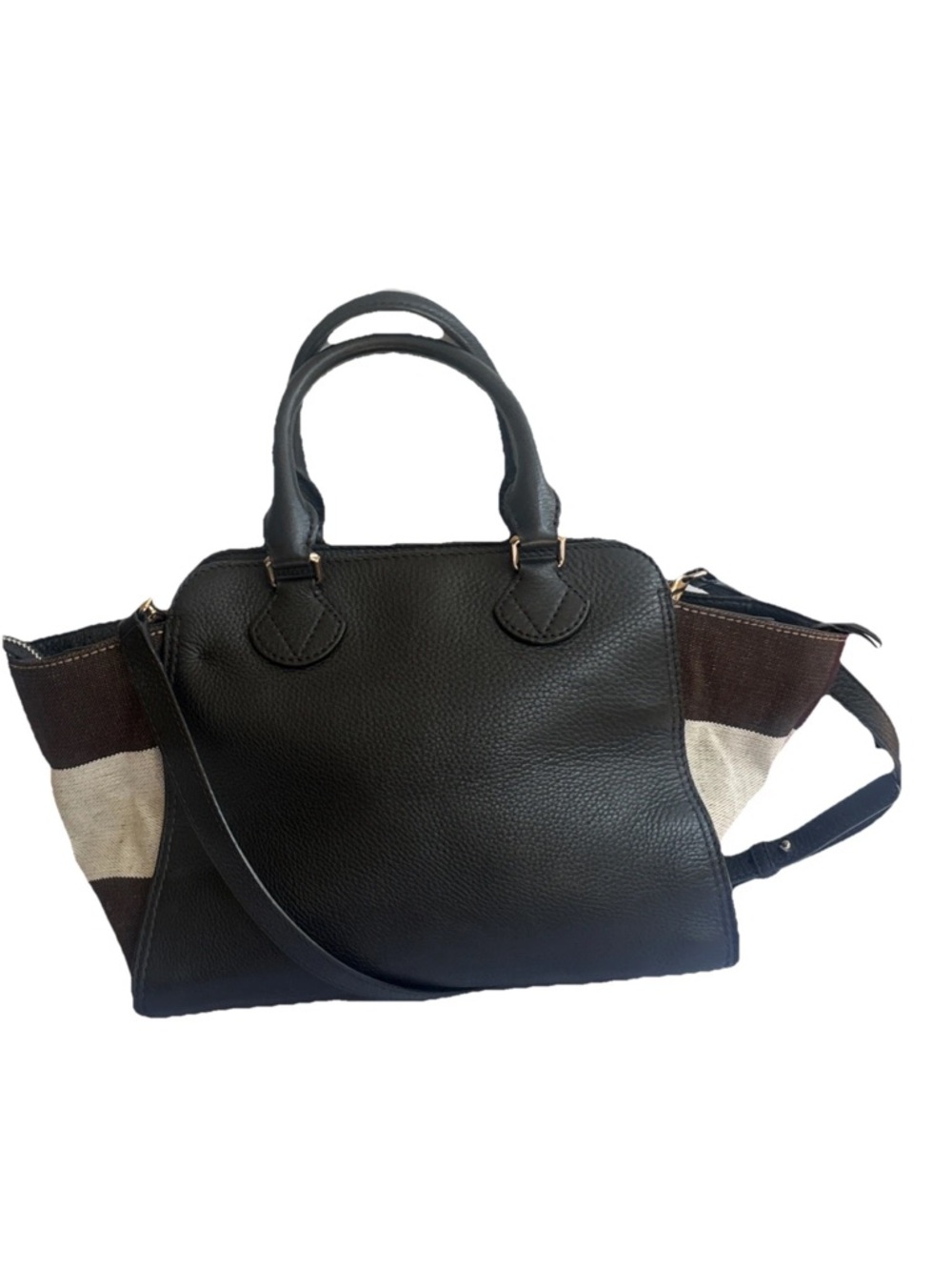 Burberry Black Leather House Check Medium Harcourt Tote Bag - Picture 6 of 17